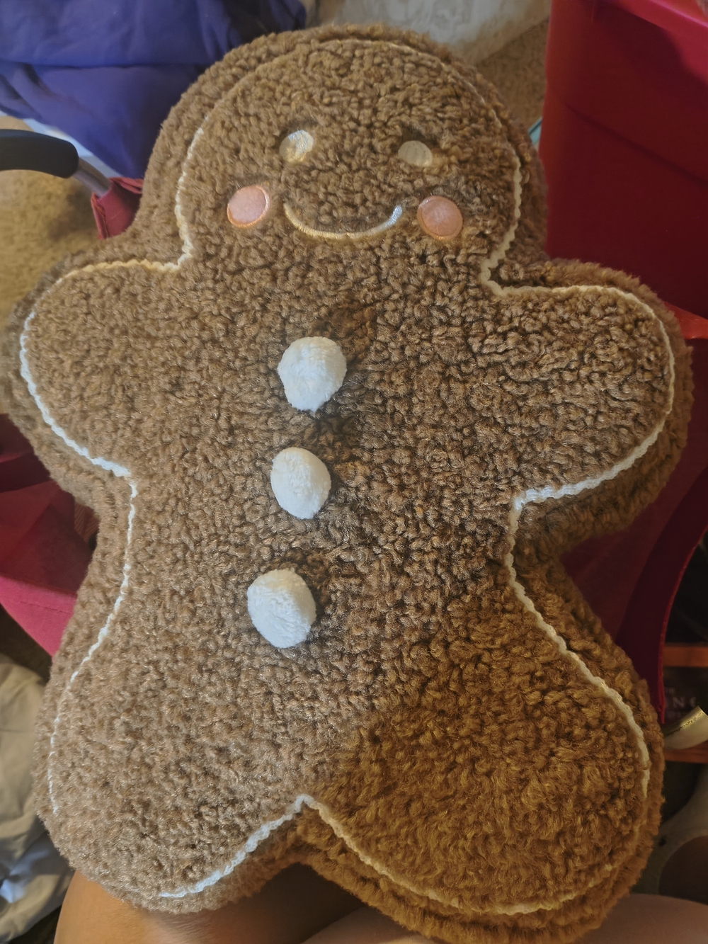 Festive Gingerbread Plush Pillow - Brown